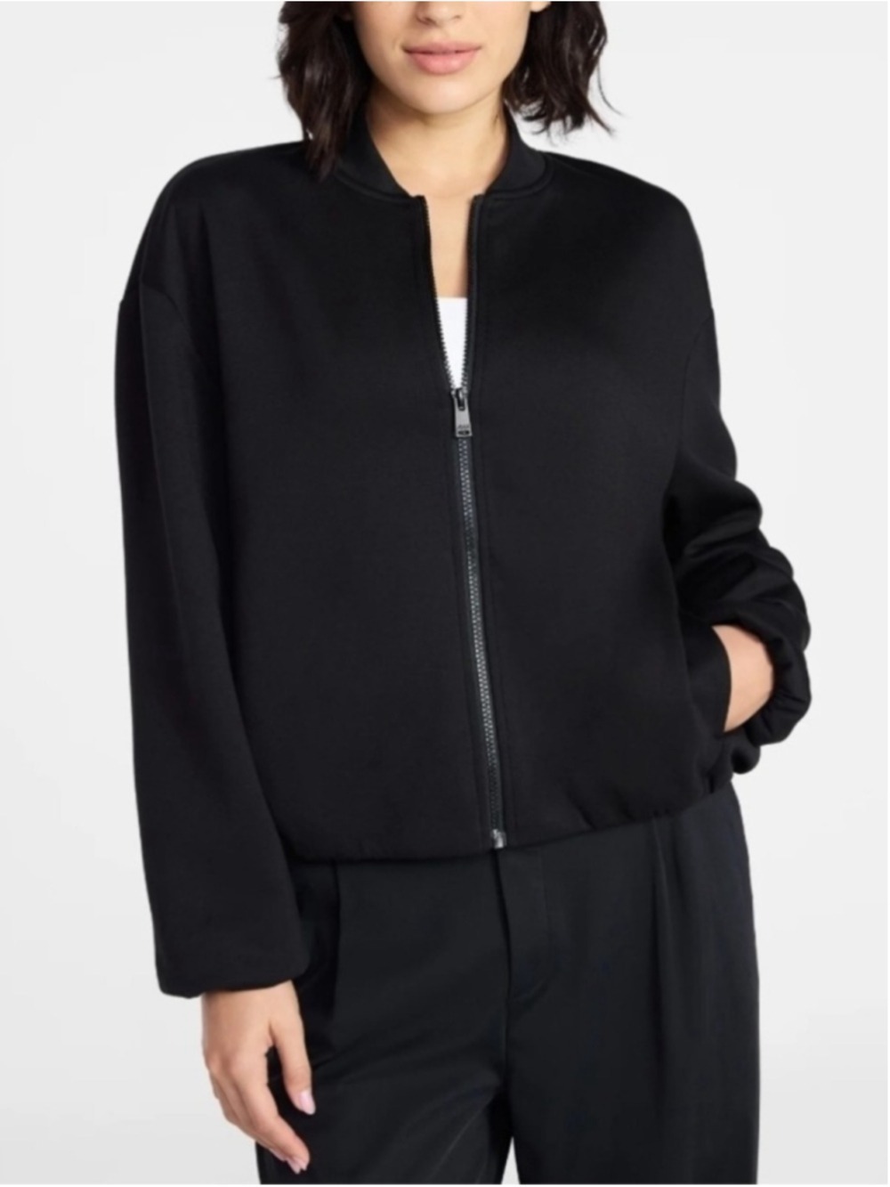 Avia Black Scuba Bomber Jacket size large Sleek Classic Fit with Zip Front
